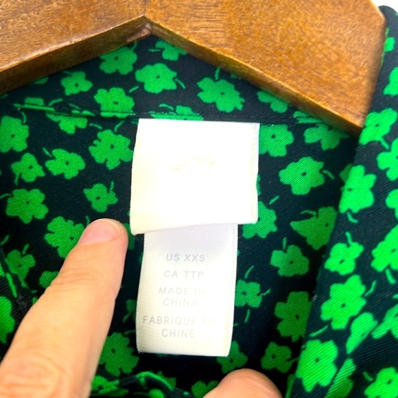 H&M - Clover Green Print Button Down Long Sleeve Maxi Short Dress Size XXS - Picture 10 of 12